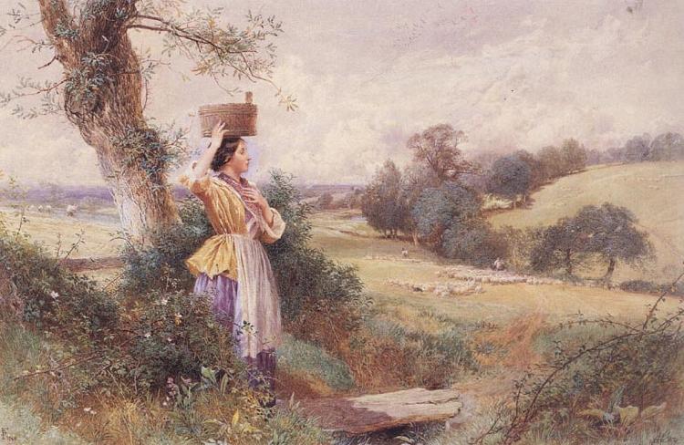 Myles Birket Foster,RWS The Milkmaid oil painting picture